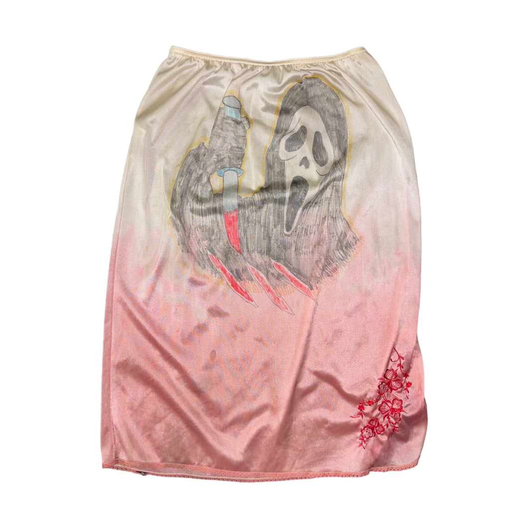 ghostface slip skirt (hand-drawn one-of-one)